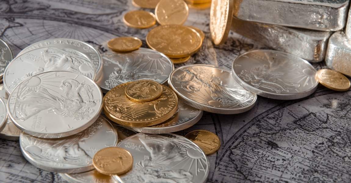 different gold and silver coins