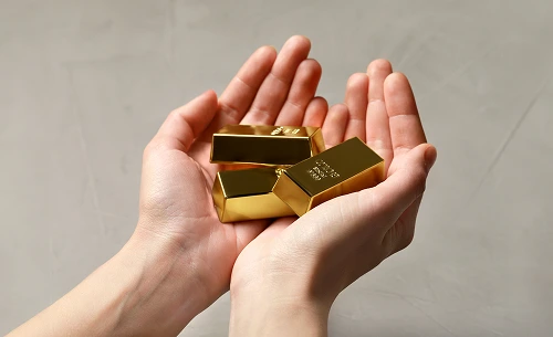 Close up shot of holding coin