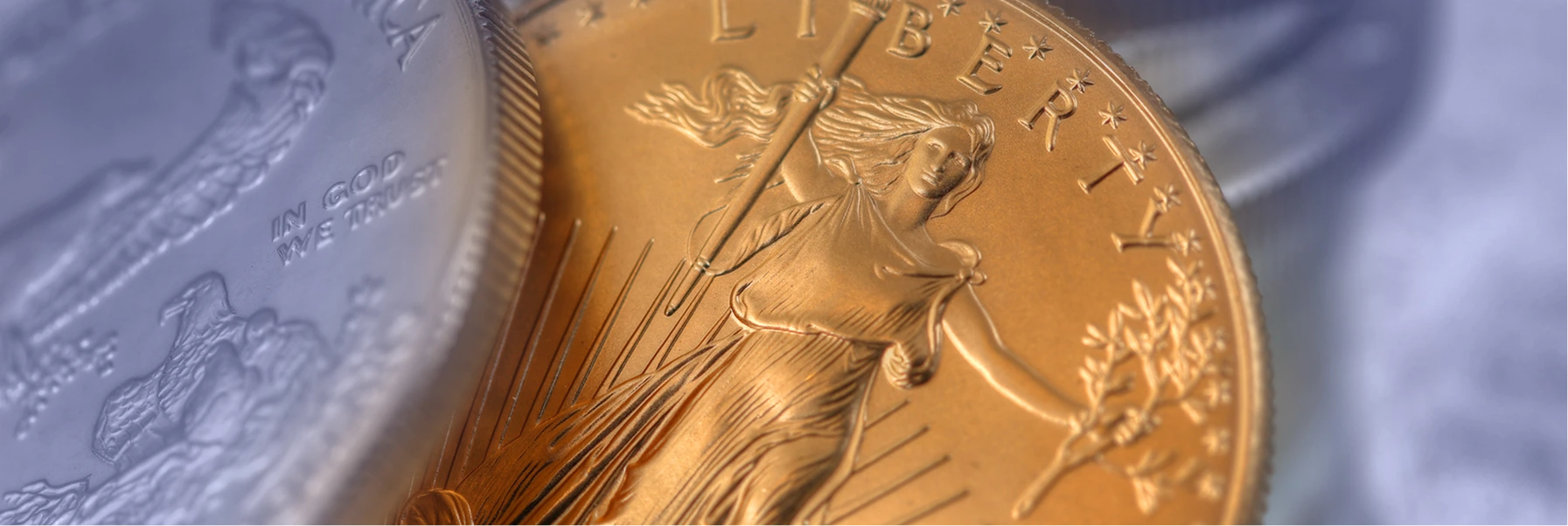 Silver and Gold Coins. Silver and gold American eagle bullion