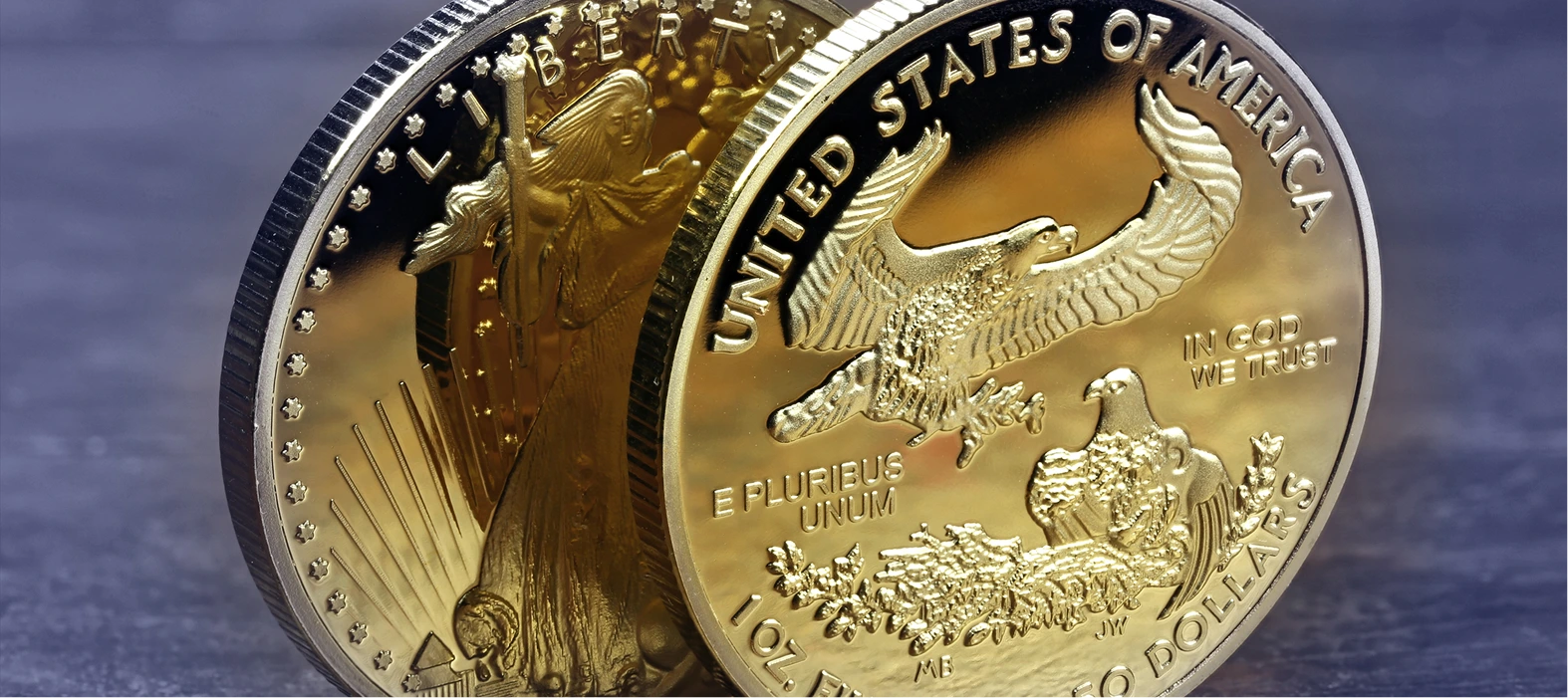 USA gold cion with blue overlay