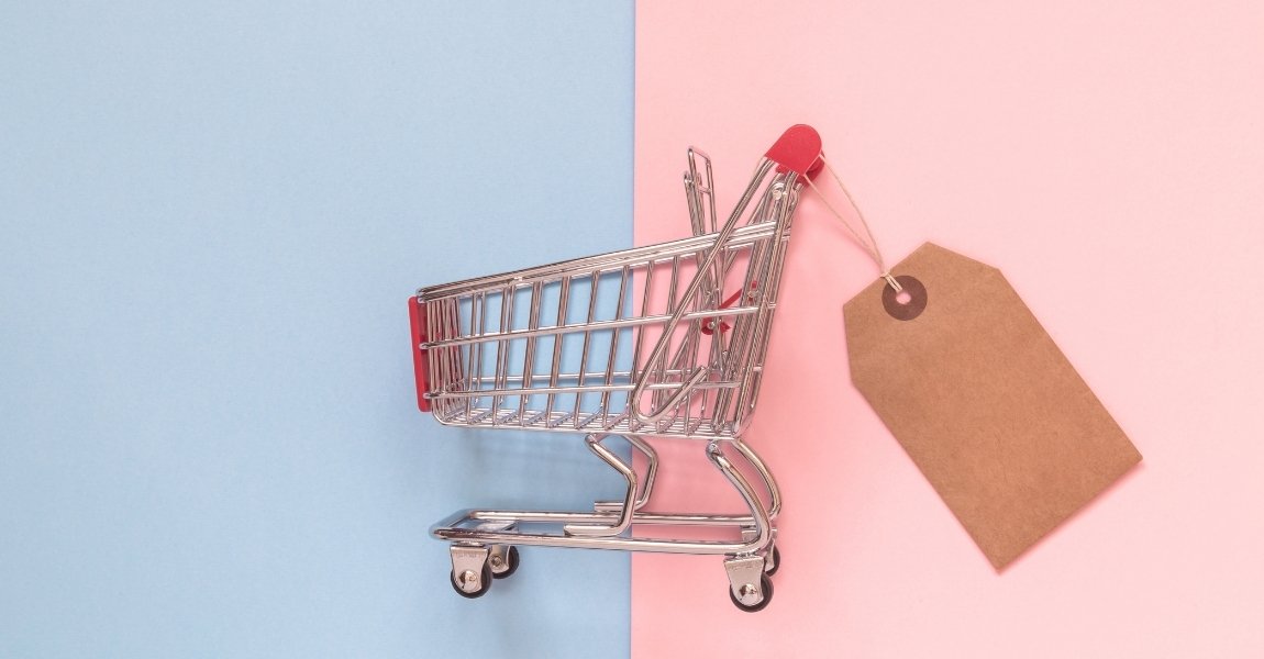 cart with blank price tag