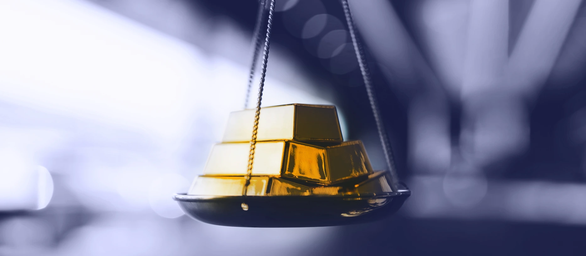 Gold bars on the weighing scale