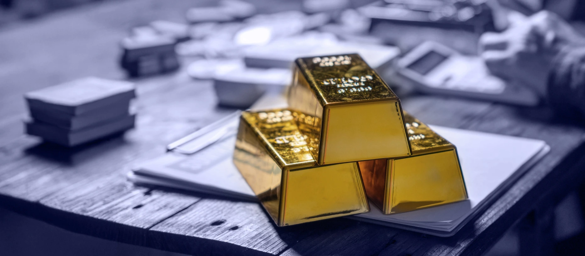 Gold bar above the paper