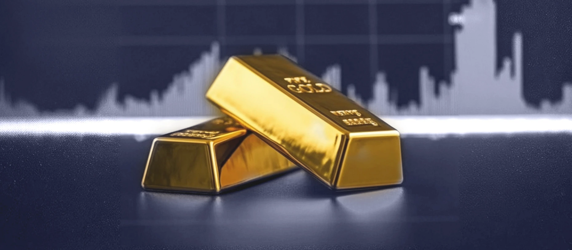 Gold bars in the graph background